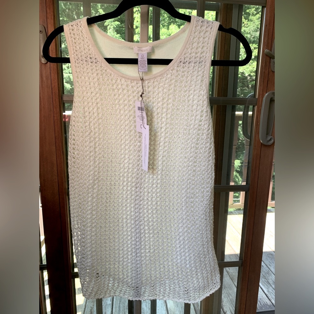 Brand New CHICOS Shimmer Sleeveless Knit Top. Chicos size 0 = US Size Small.